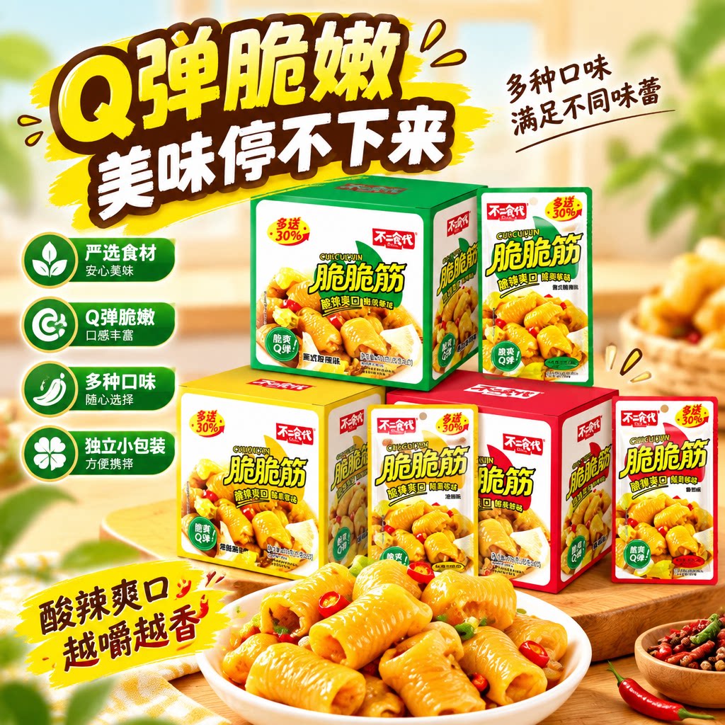 不二食代脆爽鸡脚筋400g泰式酸辣