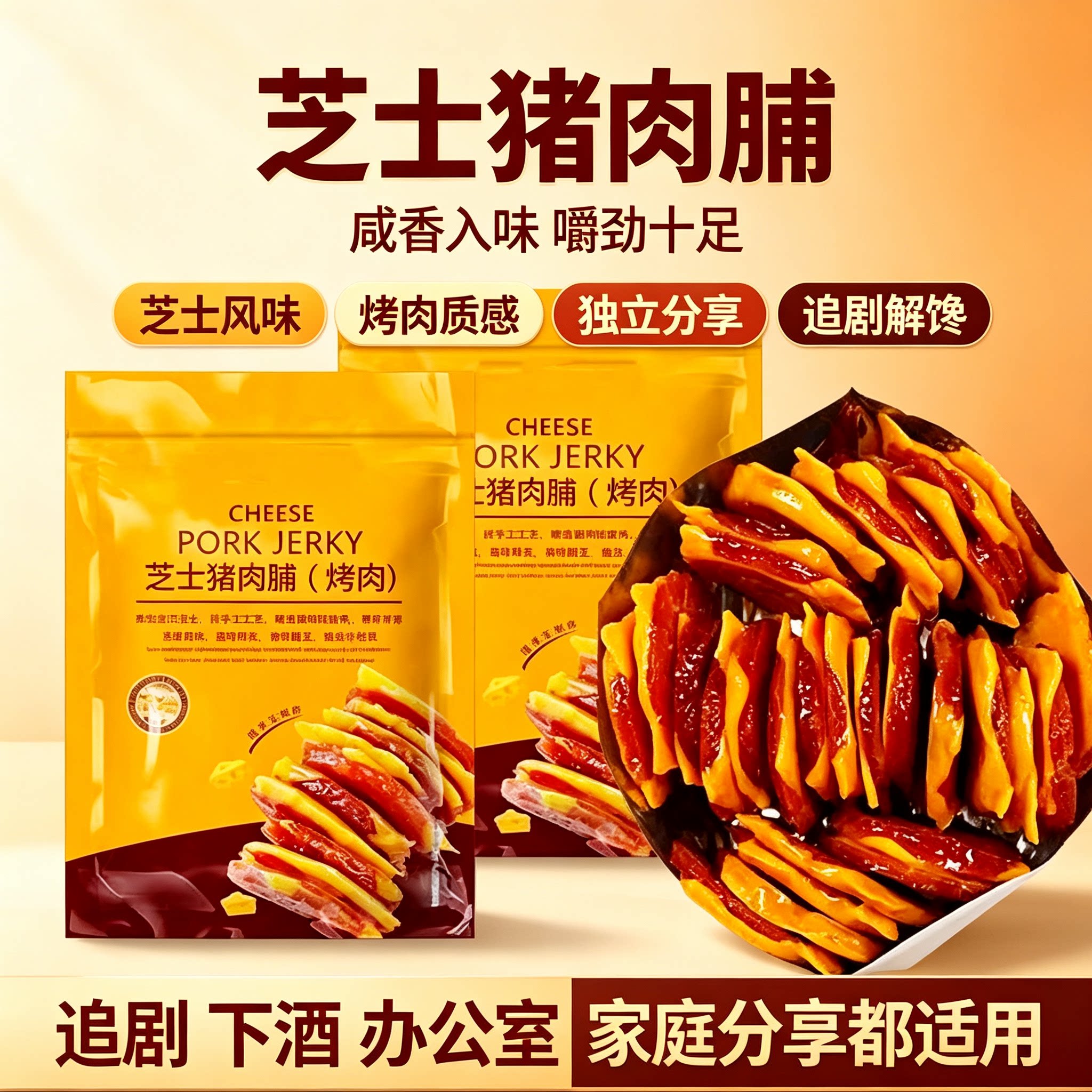 芝士猪肉脯烤肉独立包装进口