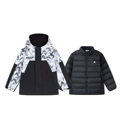 特步儿童男小童羽绒内胆冲锋衣2025冬三合一保暖外套6754251C3213