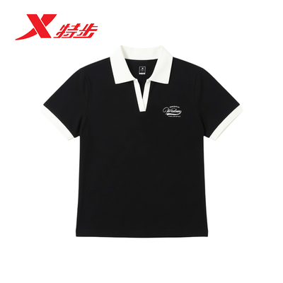 特步女款POLO衫短袖2026夏季新款翻领运动针织衫上衣974328020552