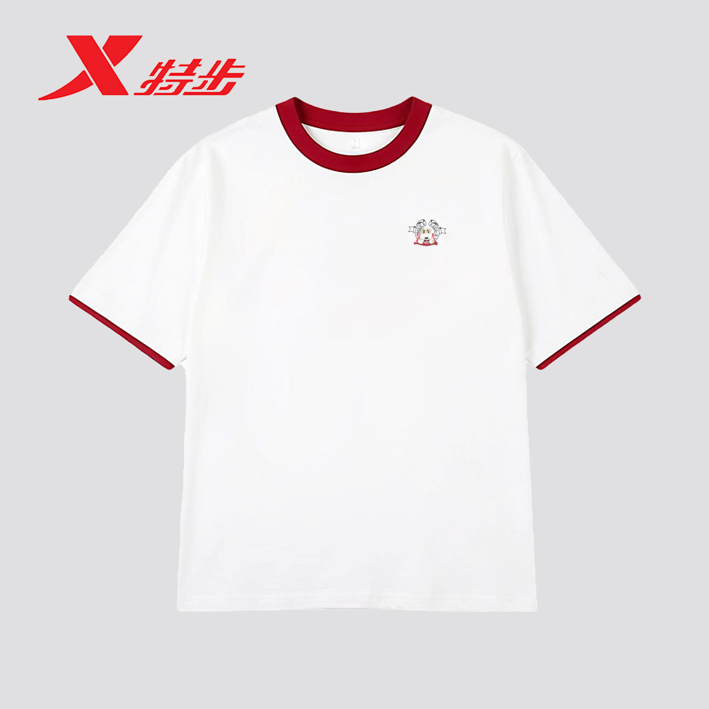 特步短袖女T恤2026夏新款假两件运动休闲纯棉针织衫974228010151