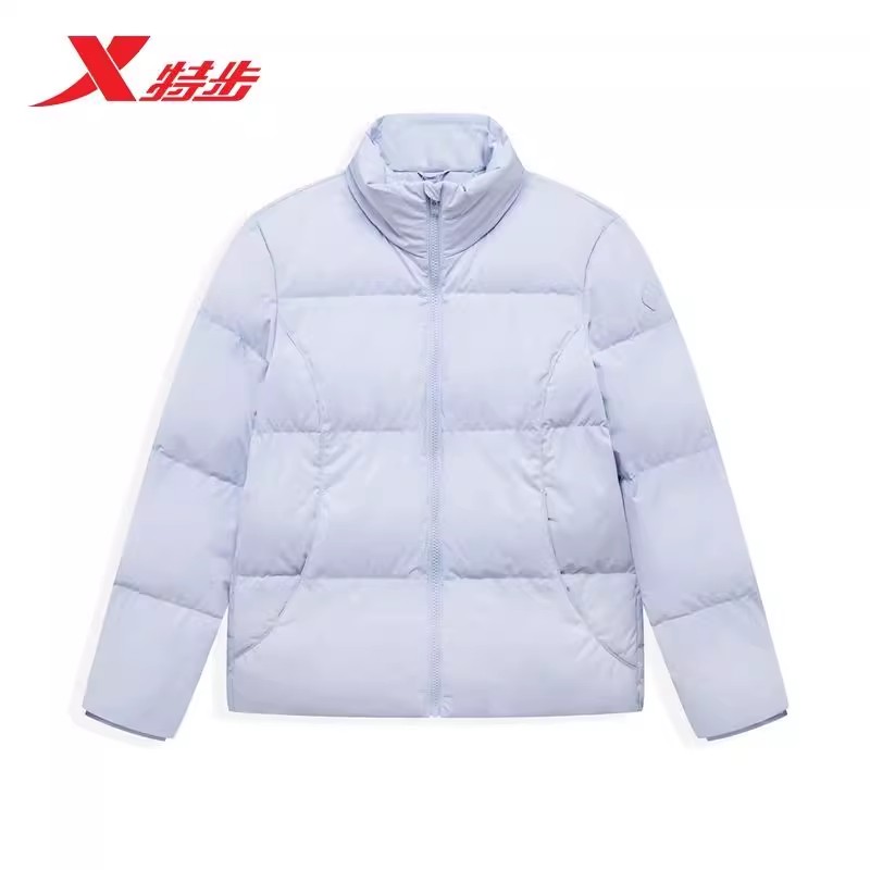 特步立领羽绒服女2025年冬季新款加厚保暖外套羽绒服975428190033