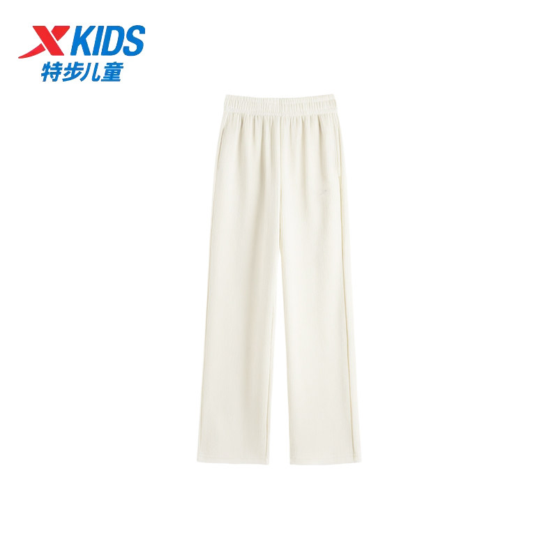 特步儿童加绒运动裤女大童2025冬款阔腿宽松休闲长裤675424634252