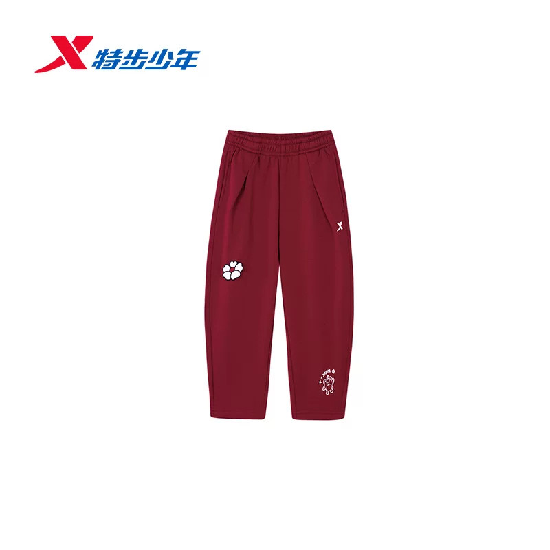 特步童装女小童运动裤2026冬季新款加绒保暖针织长裤674424633333