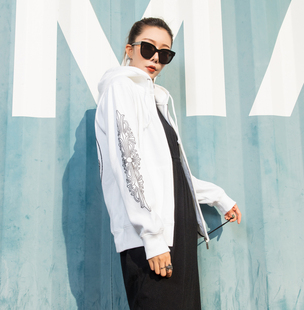 ucren马蹄莲潮牌男女春款情侣款拉锁开衫卫衣连帽街头运动服外套