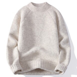 半高领毛衣男秋冬季2025新款青少年加厚中领针织衫学生保暖毛线衣