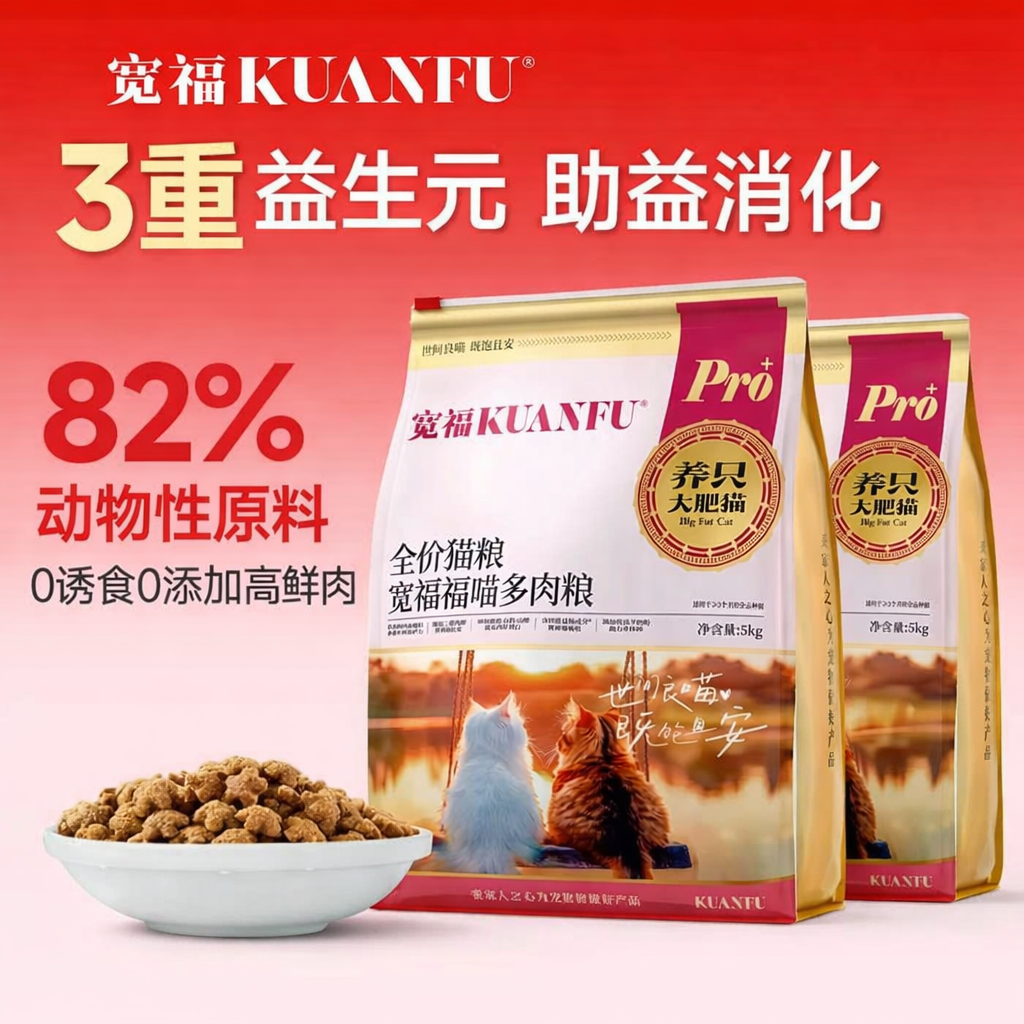宽福福喵多肉粮10斤猫主粮全价通用鲜鸡肉高营养成幼猫专用囤货装