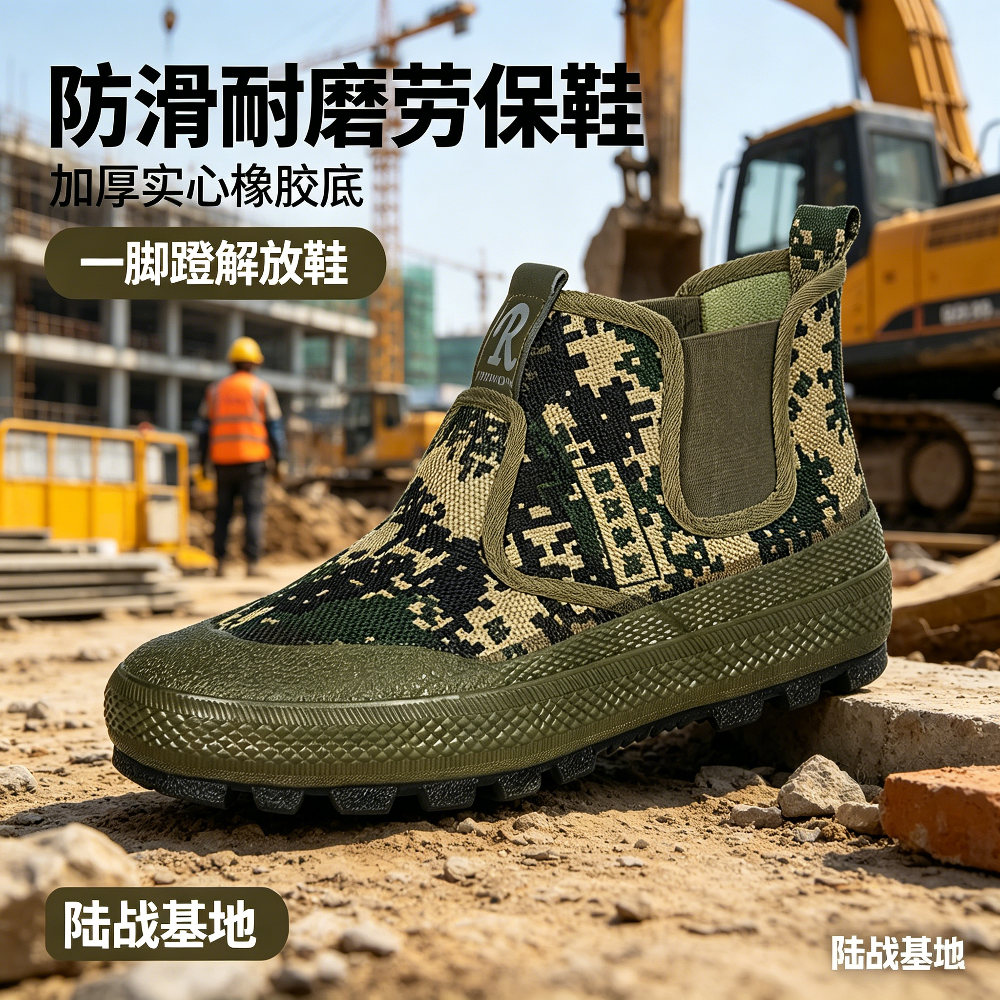 【防滑耐磨】四季正品解放鞋劳保男女鞋一脚蹬防滑高帮耐磨工地鞋