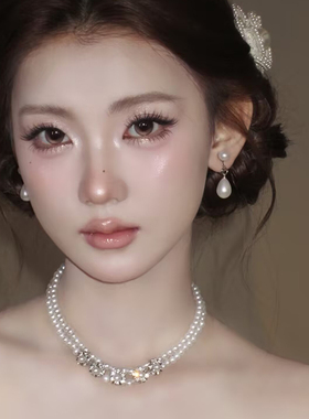 法式轻奢珍珠双层缠绕锁骨链