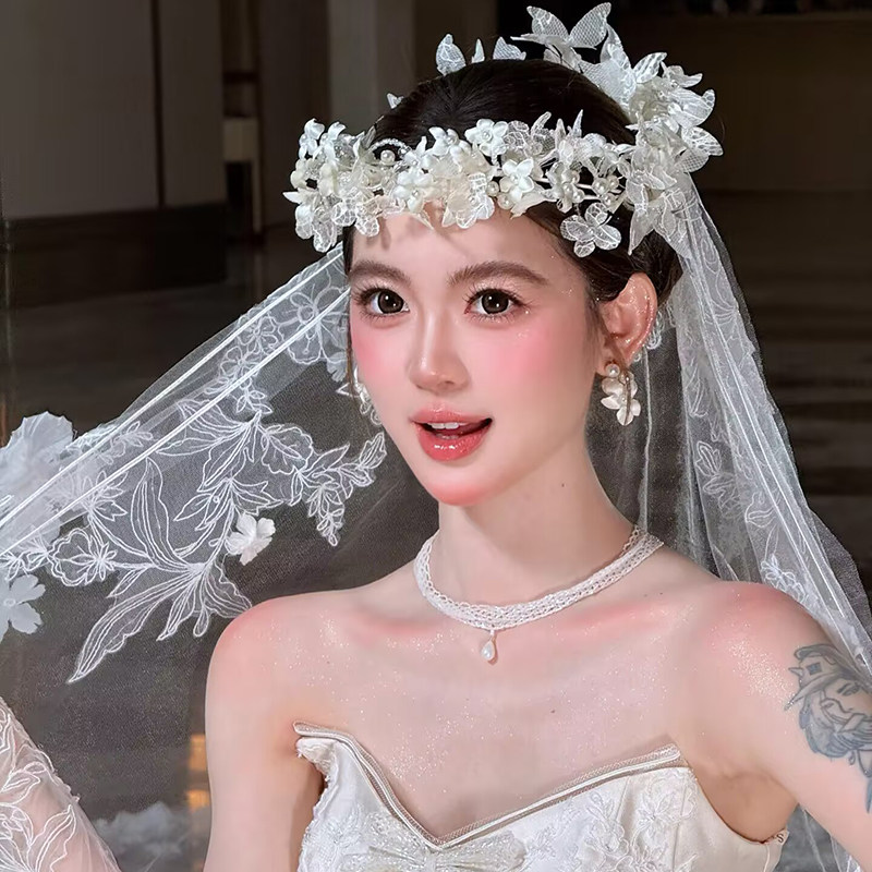 高级森系超仙新娘蕾丝发箍