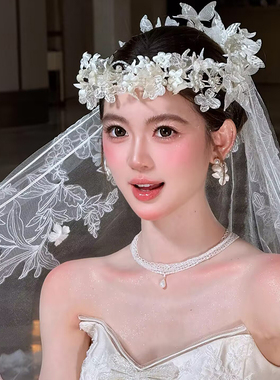 高级森系超仙新娘蕾丝发箍