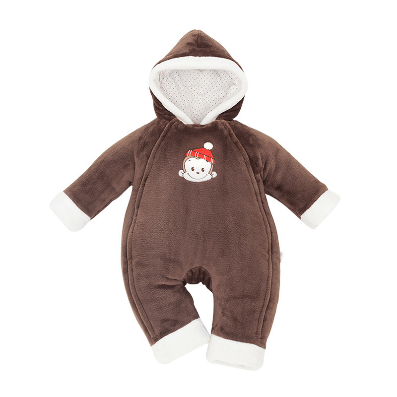 婴儿连体衣秋冬加厚保暖棉衣男女宝宝新生儿衣服法兰绒冬装