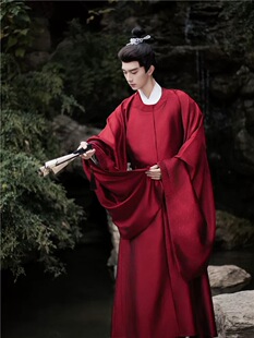 出租 泊月间状元郎明制圆领袍官袍纯红色古装袍暗纹走秀风日常