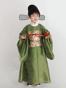 出租 喵小喵童装汉服宝宝男童獬豸补服 圆领袍纹暗纹花官袍尖摆