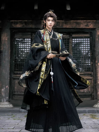 出租男装汉服花神记原创汉服秋冬汉服男交领魏晋风大衣披风