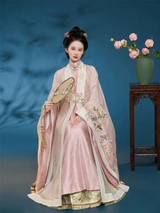 出租钟灵记行香子原创晚明风氅衣竖领大襟衫 马面汉服女 仿苏绣大袖