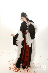 汉服出租 宴山亭原创汉服 双生鹤复合蕾丝复原战国袍 直裾袍