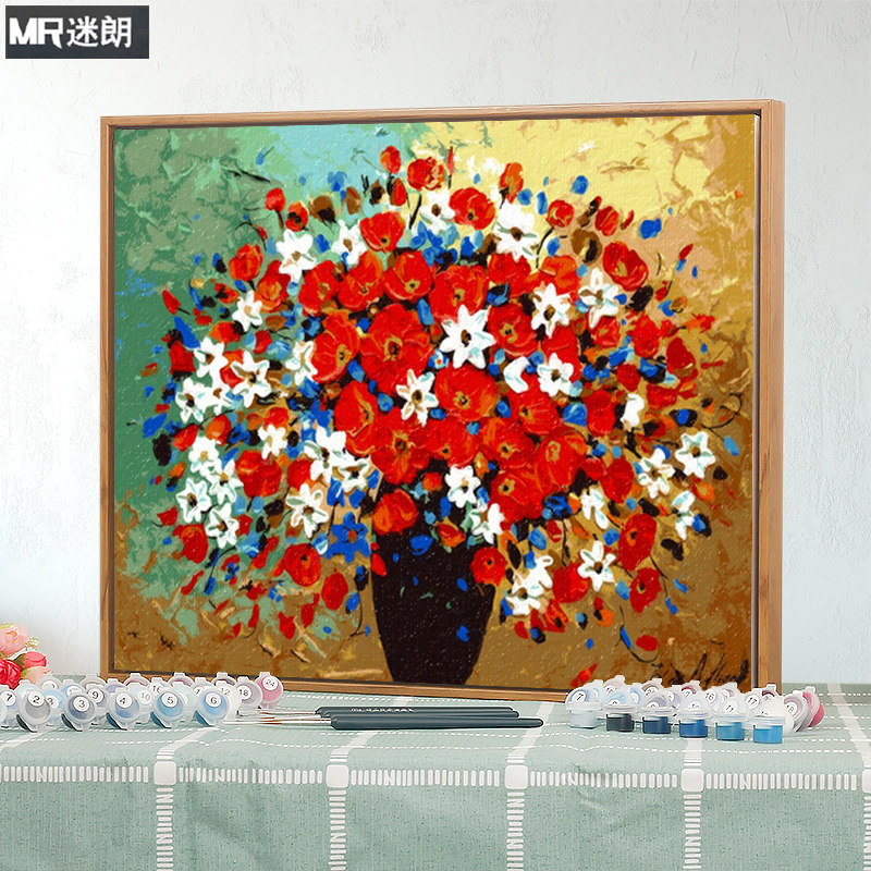 Thickening frame fan Lang diy Digital painting Scenery flowers and plants a living room bedroom lovers character Hand drawn Significant Decorative paintingin the Home accessories , Decorative painting ,  DIY/Digital painting  category - from Buy2taobao.com to provide professional Taobao agent buy service