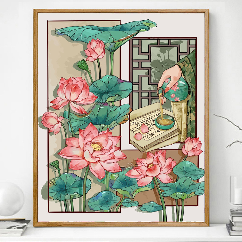 二十四节气中国风分镜画画diy数字油画填充填色新款手绘手工油彩,家居饰品,DIY/数字油画,淘宝优惠券,粉丝福利购,淘宝优惠卷