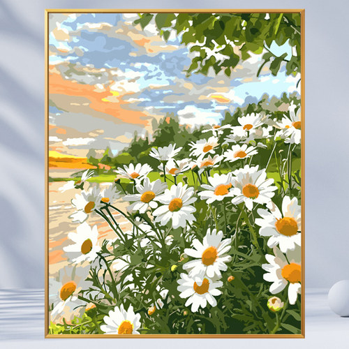 diy客厅花卉雏菊填色解压手工画
