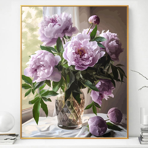 花卉画画diy数字油画填充填色2024新款丙烯手工手绘油彩画高级感