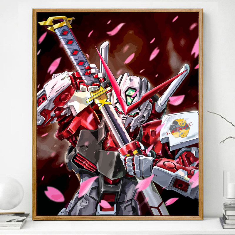 动漫高达数字油画diy填充画画填色2024新款丙烯油彩画手工高级感