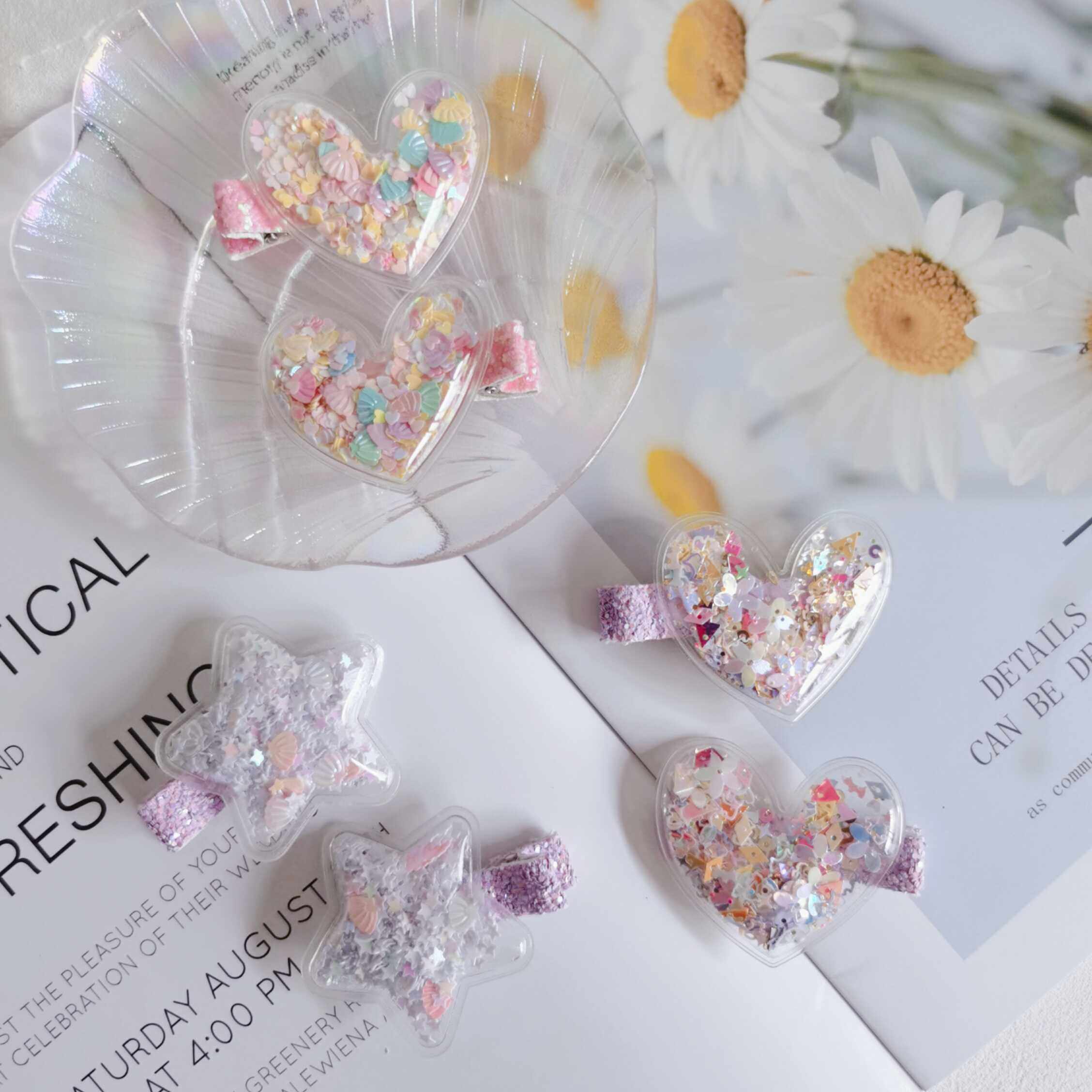 儿童流沙发夹女童亮晶晶发饰碎发卡子小女孩公主流沙发夹发卡头饰