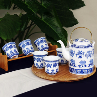 茶具套装 红叶金品陶景德镇釉下彩手绘青花高白瓷中式 家用大茶壶