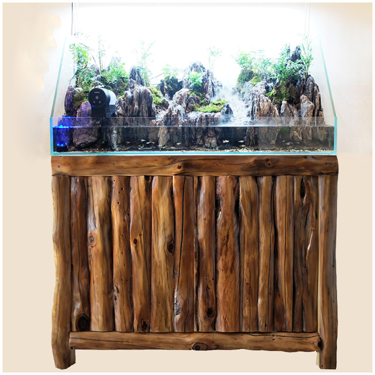 实木榫卯原木生态水草缸鱼缸柜底柜水族箱定制底座托鱼缸架子桌子