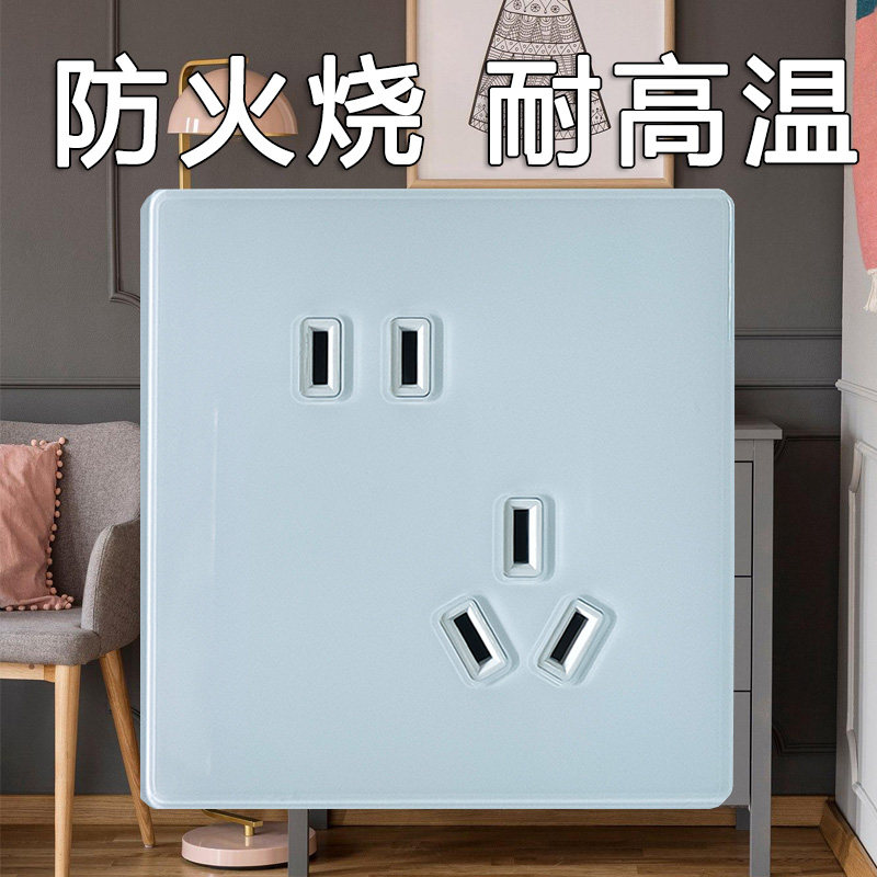 斜五孔插座玻璃面板二三插五孔钢化玻璃面板防火烤耐高温一擦净