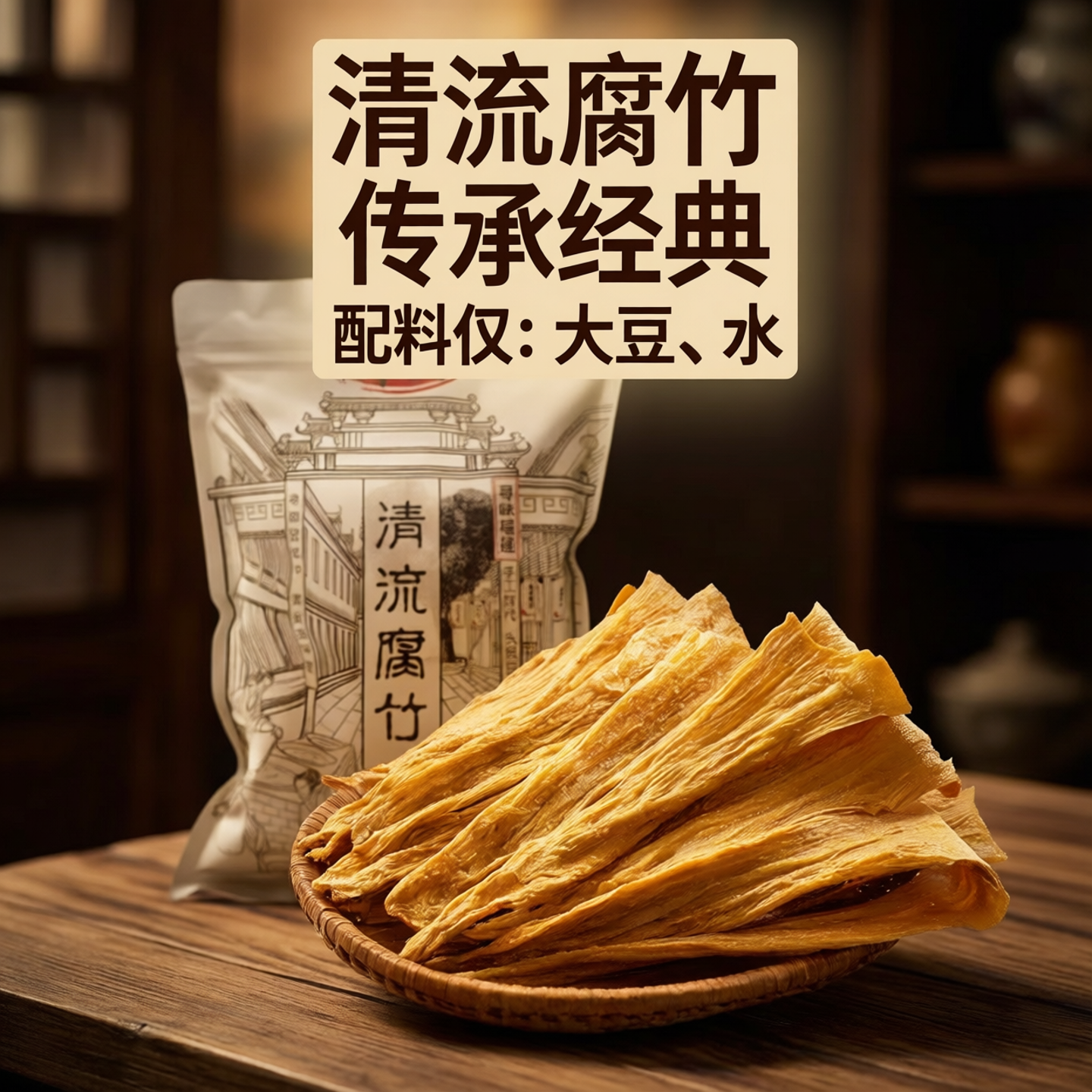 三明清流嵩溪豆腐皮500g手工头层腐竹原浆本色鑫珍牌农家黄豆皮纯