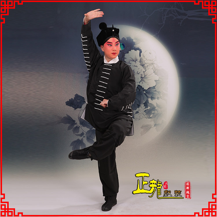 正龙戏装京剧戏曲舞台演出服装武生武松打虎夜行衣家丁匪徒素打衣 - 实物图