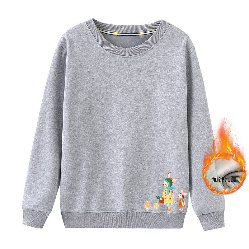 新款纯色加绒加厚卫衣秋冬季保暖上衣加大码女装胖mm冬装打底衫