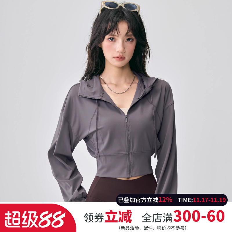 连帽运动外套女宽松显瘦瑜伽服