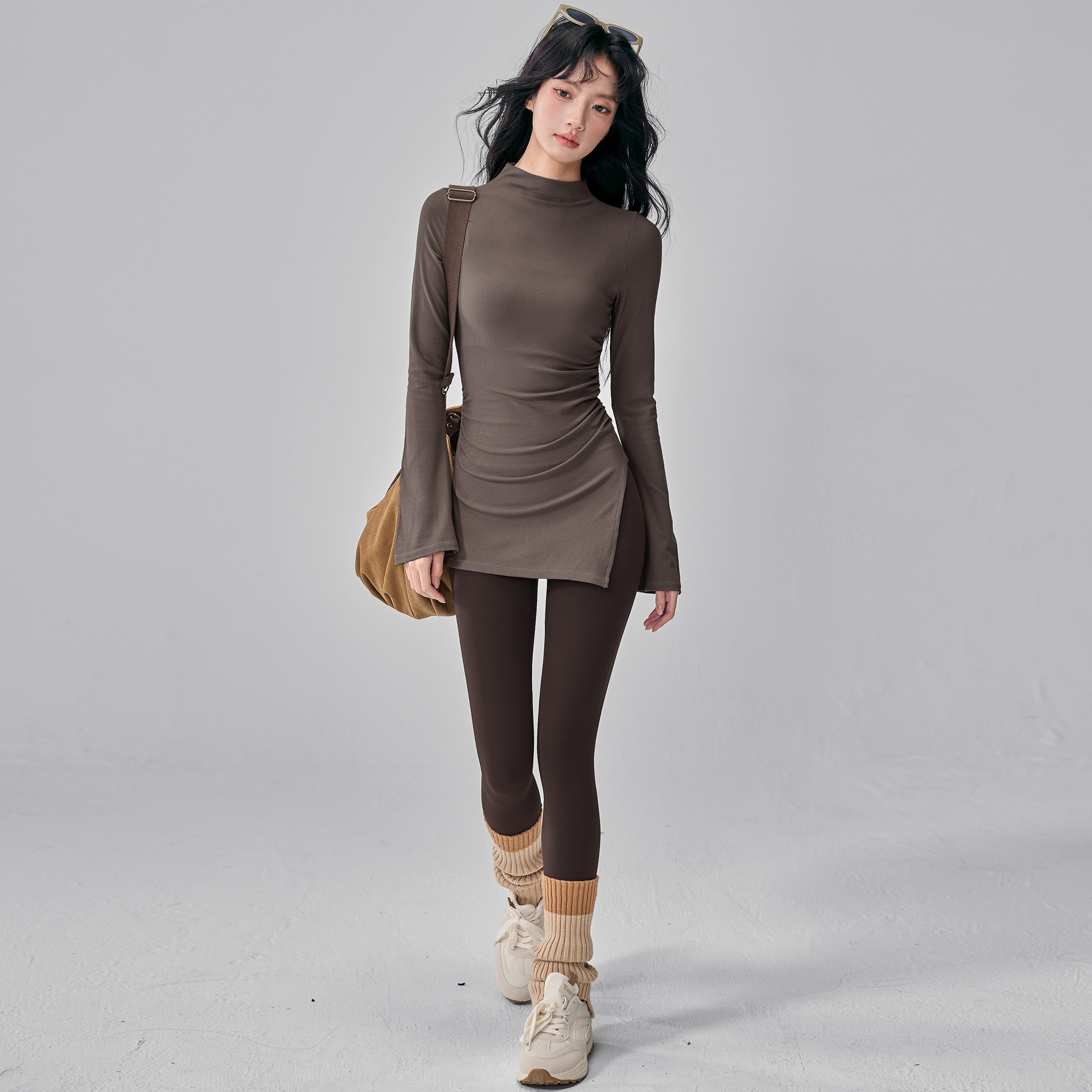 秋冬长袖瑜伽服女修身显瘦健身服不对称设计遮臀普拉提运动上衣新,运动服/休闲服装,健身衣,淘宝优惠券,粉丝福利购,淘宝优惠卷