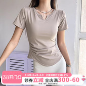 女弹力透气运动T恤专业跑步训练健身上衣新 显瘦瑜伽短袖 夏季 修身