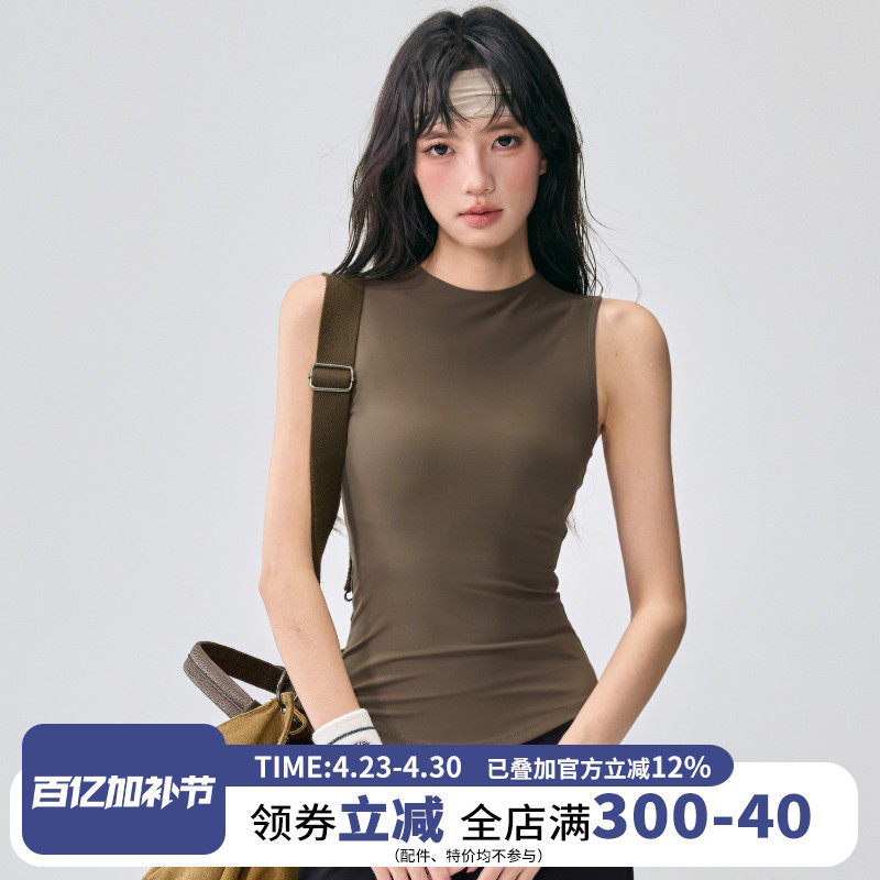 云端贝壳无袖瑜伽服背心女修身显瘦运动上衣2025新款跑步健身T恤