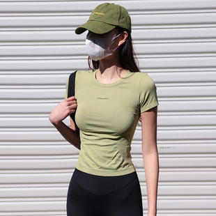 圆领紧身跑步瑜伽健身上衣户外休闲T恤 运动短袖 云端贝壳夏季 薄款