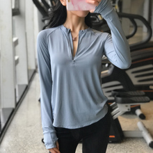 圆领 瑜伽服上衣训练长款 垂感健身长袖 女运动快干半拉链跑步T恤衫
