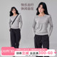 健身服上衣 打底衫 宽松圆领瑜伽服长袖 跑步训练速干运动T恤女修身