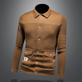 2025秋冬季新款开衫毛衣钱塘60113602P140镂空黑色，男装针织衫/毛衣，钱塘6011