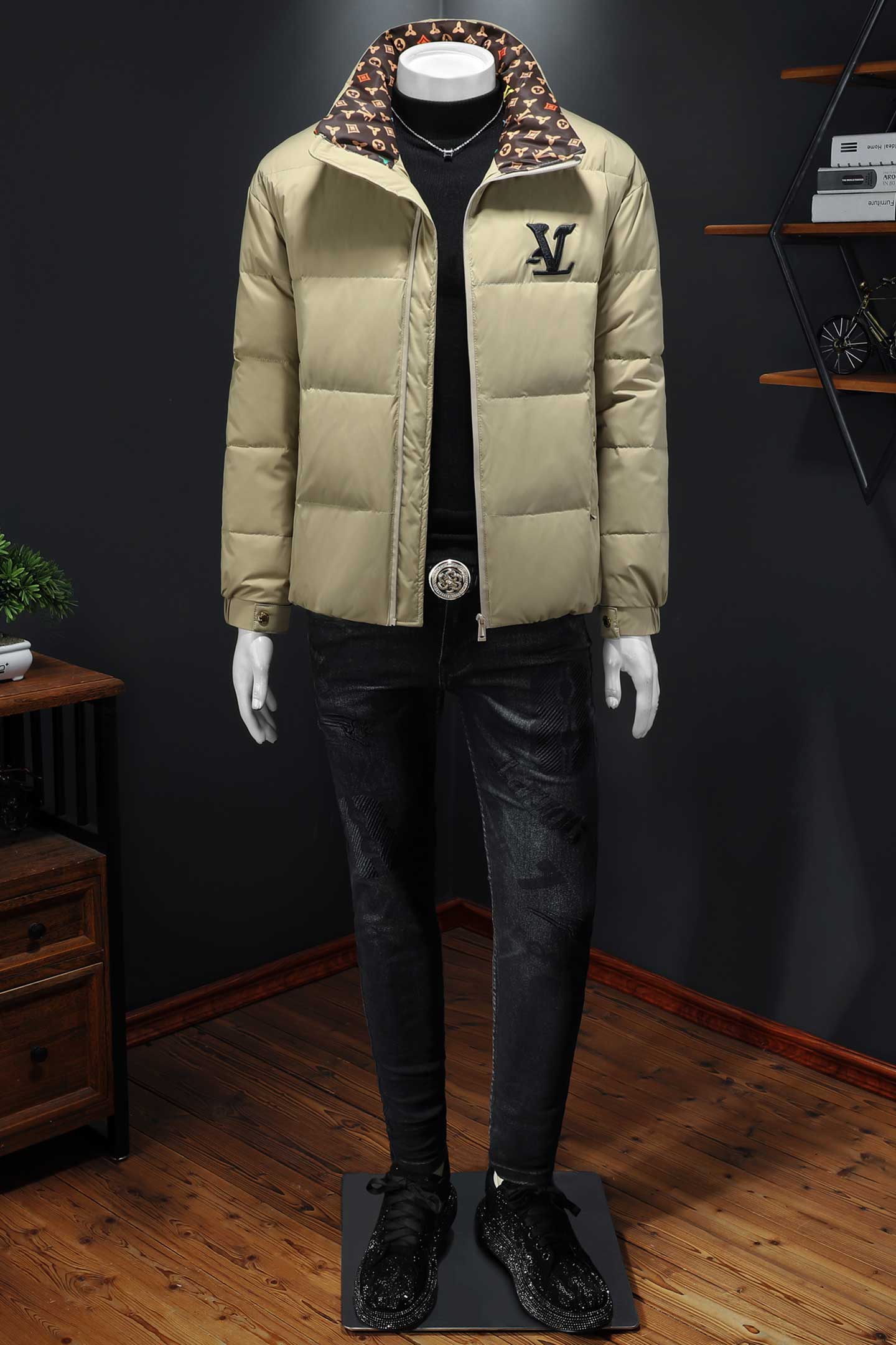 2025冬季新款90%白鸭绒立领提花羽绒服钱塘6011-6650P335假模,男装羽绒服,钱塘6011
