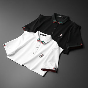 2021年夏季新款短袖polo衫 钱塘 3021-2 6213 P70 平铺黑色图片