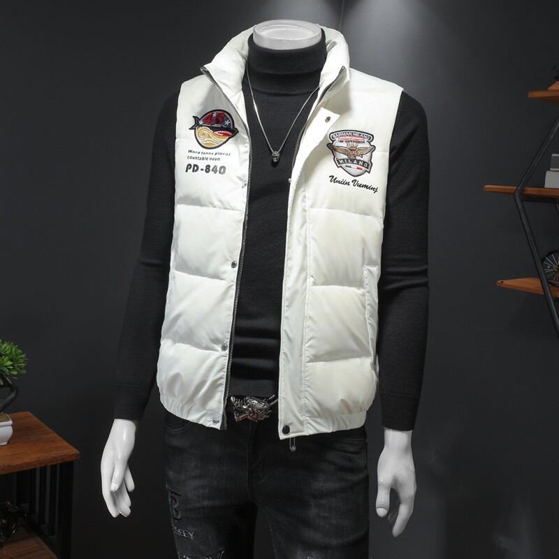 2021冬季新款羽绒马甲钱塘3021-27727P215假模白色,男装背心/马甲,钱塘6011