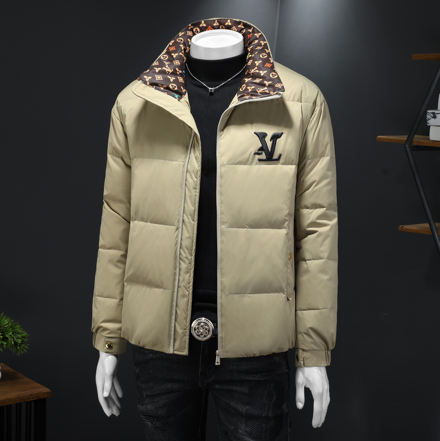 2025冬季新款90%白鸭绒立领提花羽绒服钱塘6011-6650P335假模,男装羽绒服,钱塘6011