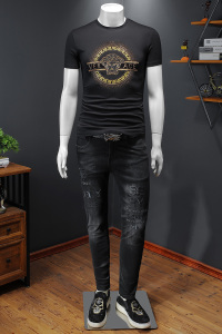 2022夏季新款短袖T恤 钱塘3021-2  2165  P70 假模  黑色图片