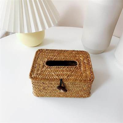 bamboo storage basket box desktop small rattan woven basket