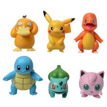 6Pcs/Set Anime Pokemon Figure Pikachu PVC Cake Car Decoratio