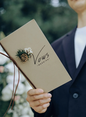 Wedding原创森系婚礼誓词本高级简约小众贺卡宣誓卡片干花誓言卡