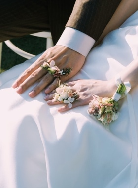 Wedding韩式唯美小清新娘戒指花粉色戒指花永生花仿真花森系婚礼